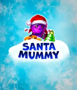  Experience the whimsical "Santa Mummy" slot game by Belatra, featuring a Santa-clad mummy dressed in festive holiday attire. This eye-catching image portrays the mummy with a bright purple hue, wearing a Santa hat, amid snowy blue and frosty snowflakes. The game's title, "Santa Mummy," is boldly written in large, icy blue letters.