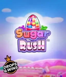 Enjoy the sweet world of the Sugar Rush slot game by Pragmatic Play, featuring a vibrant candy dispenser against a fantastic candy landscape. This graphic portrays the playfulness of the game, adorned with bright candies and enticing typography. Ideal for those with a sweet tooth, promising endless entertainment. 